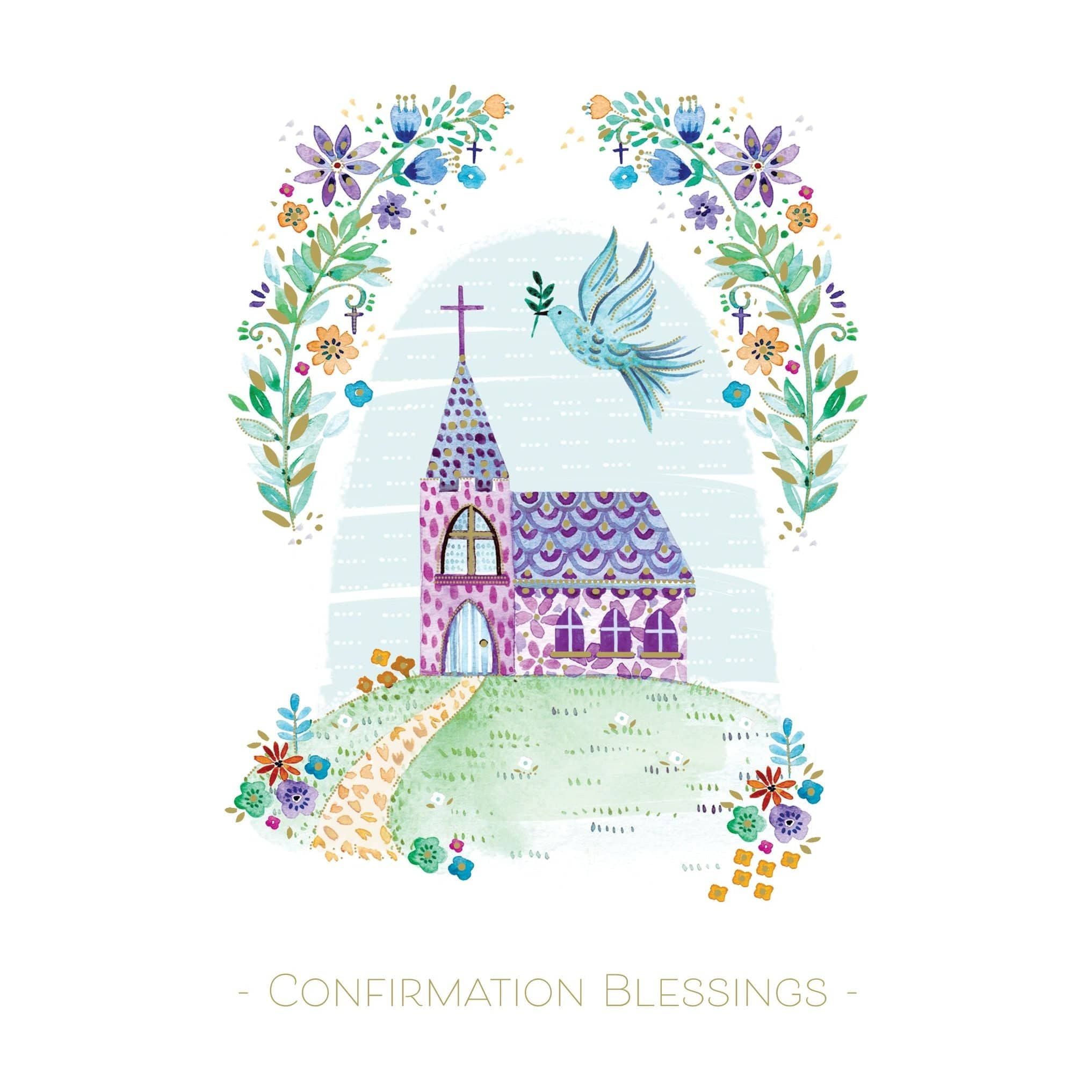 Pictura Spicer J Confirmation Card from the Everyday Cards collection, featuring a religious design with a cross and floral accents.